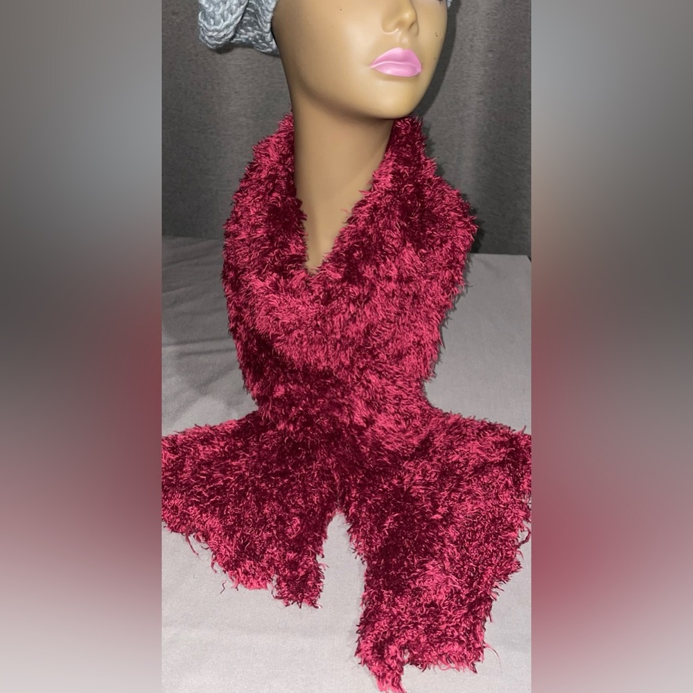 Shaggy Burgundy Scarf